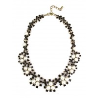 Pearl Florals Black Beaded Statement Necklace